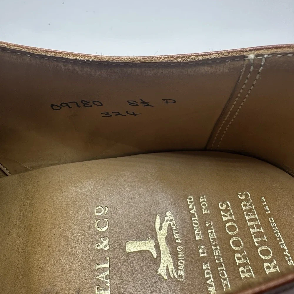 Peal & Co Brooks‎ Brothers Monk Strap Dress Shoes WingTip Men's Size 8.5 D Calf